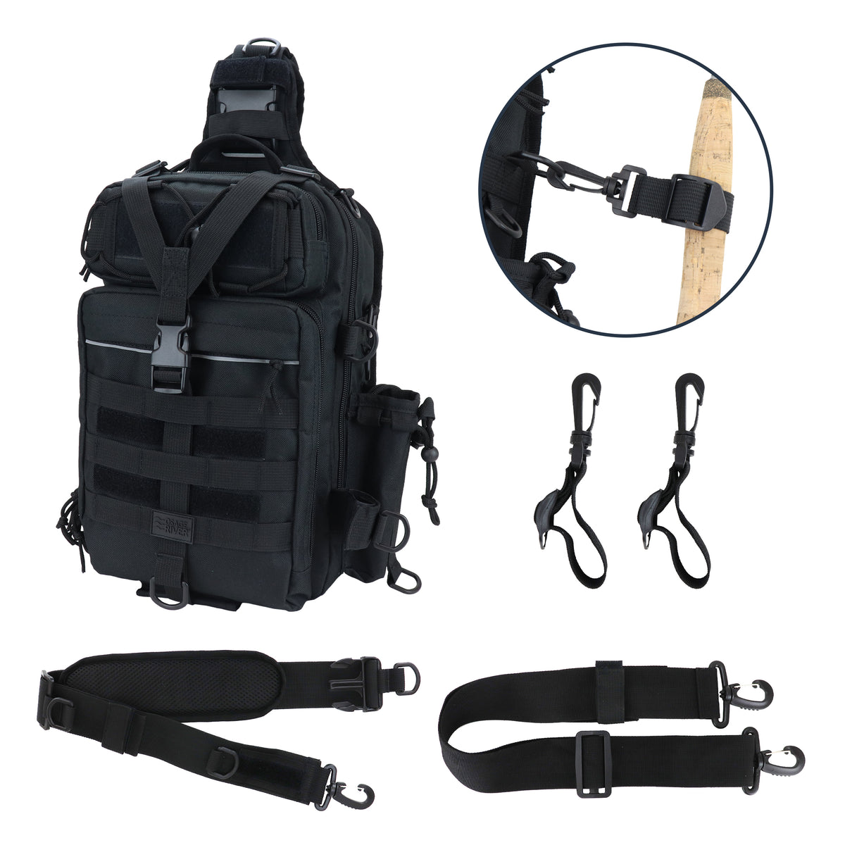 Osage River Deluxe Fishing Sling Bag 12-Inch-Black