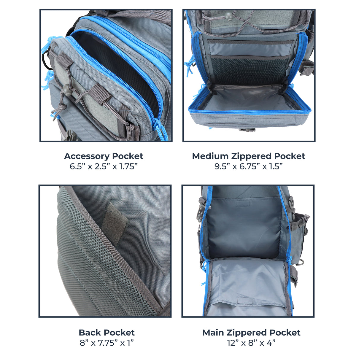 Osage River Deluxe Fishing Sling Bag 12-Inch-Grey and Blue