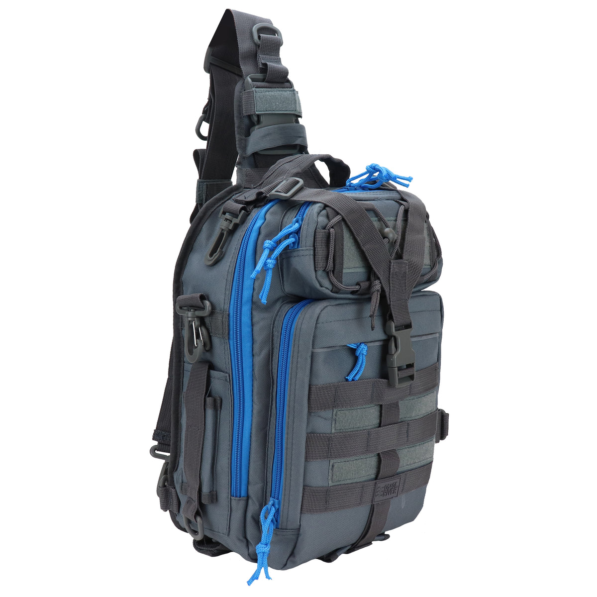 Osage River Deluxe Fishing Sling Bag 12-Inch-Grey and Blue