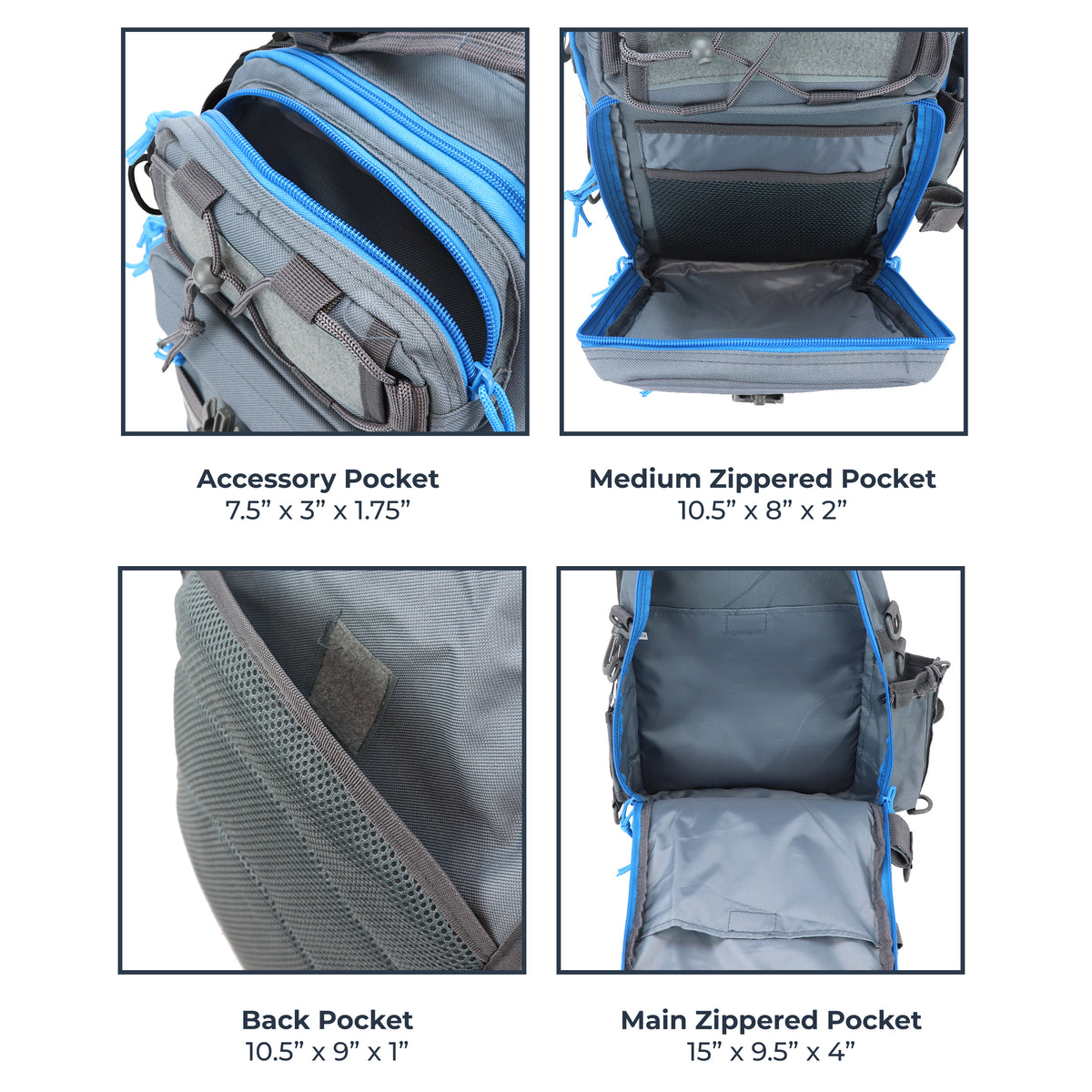 Osage River Deluxe Fishing Sling Bag 15-Inch-Grey and Blue