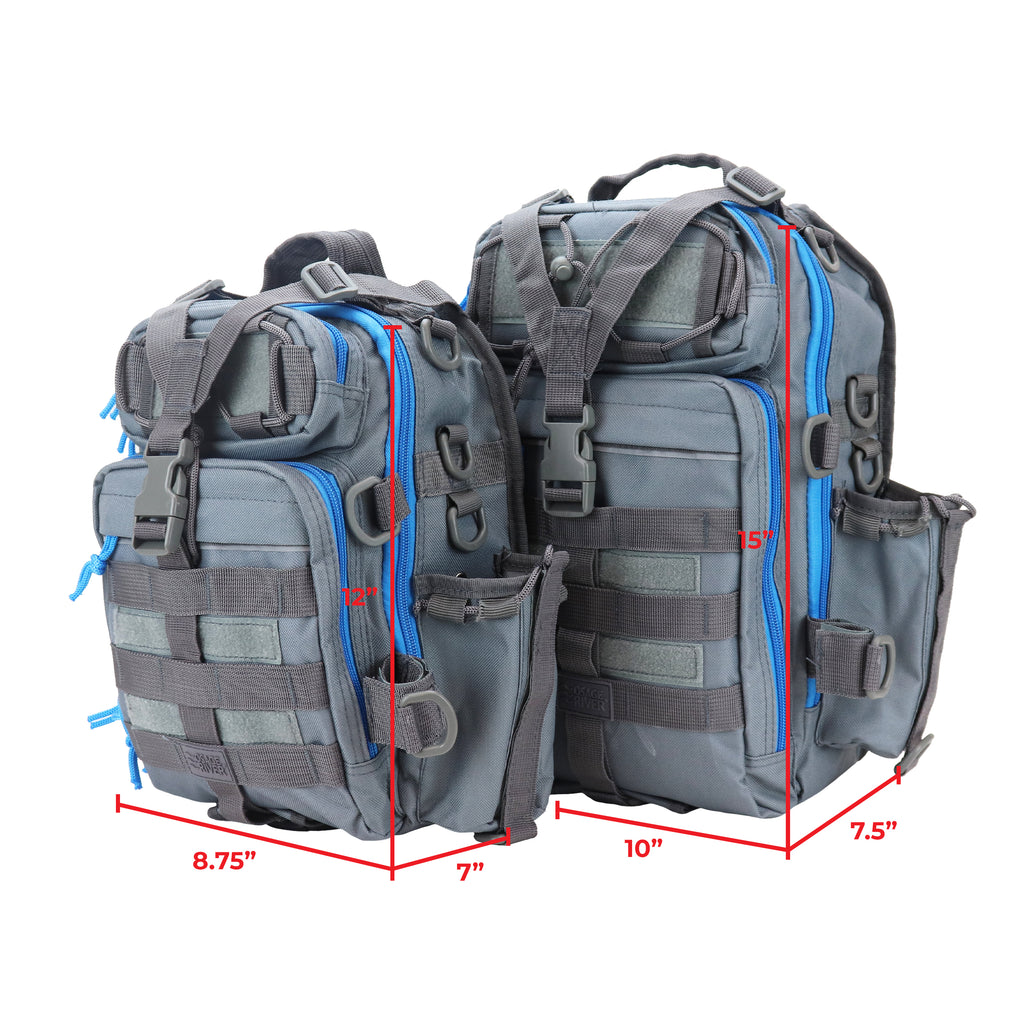 Osage River Deluxe Fishing Sling Bag 15-Inch-Grey and Blue
