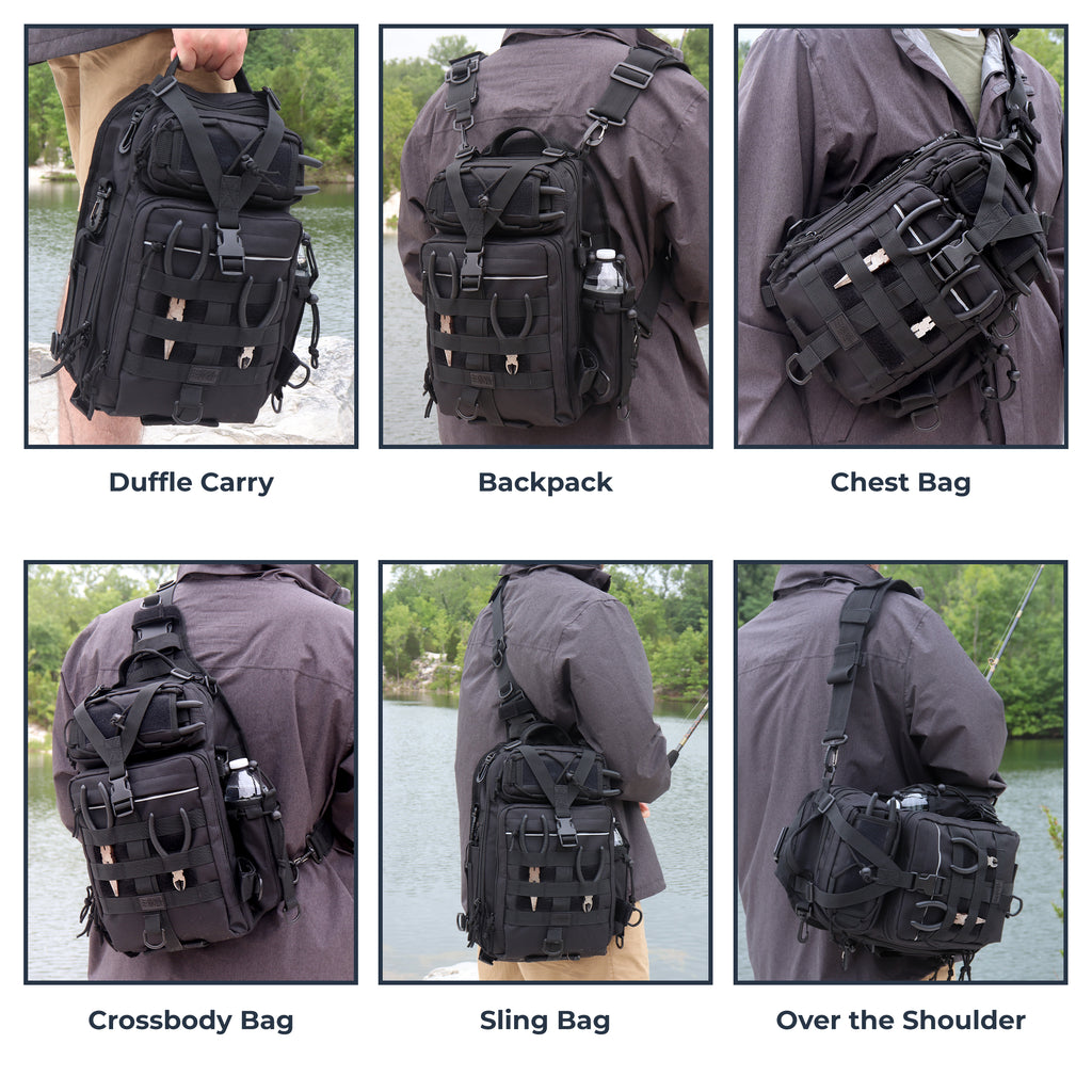 Osage River Deluxe Fishing Sling Bag 15-Inch-Grey and Blue