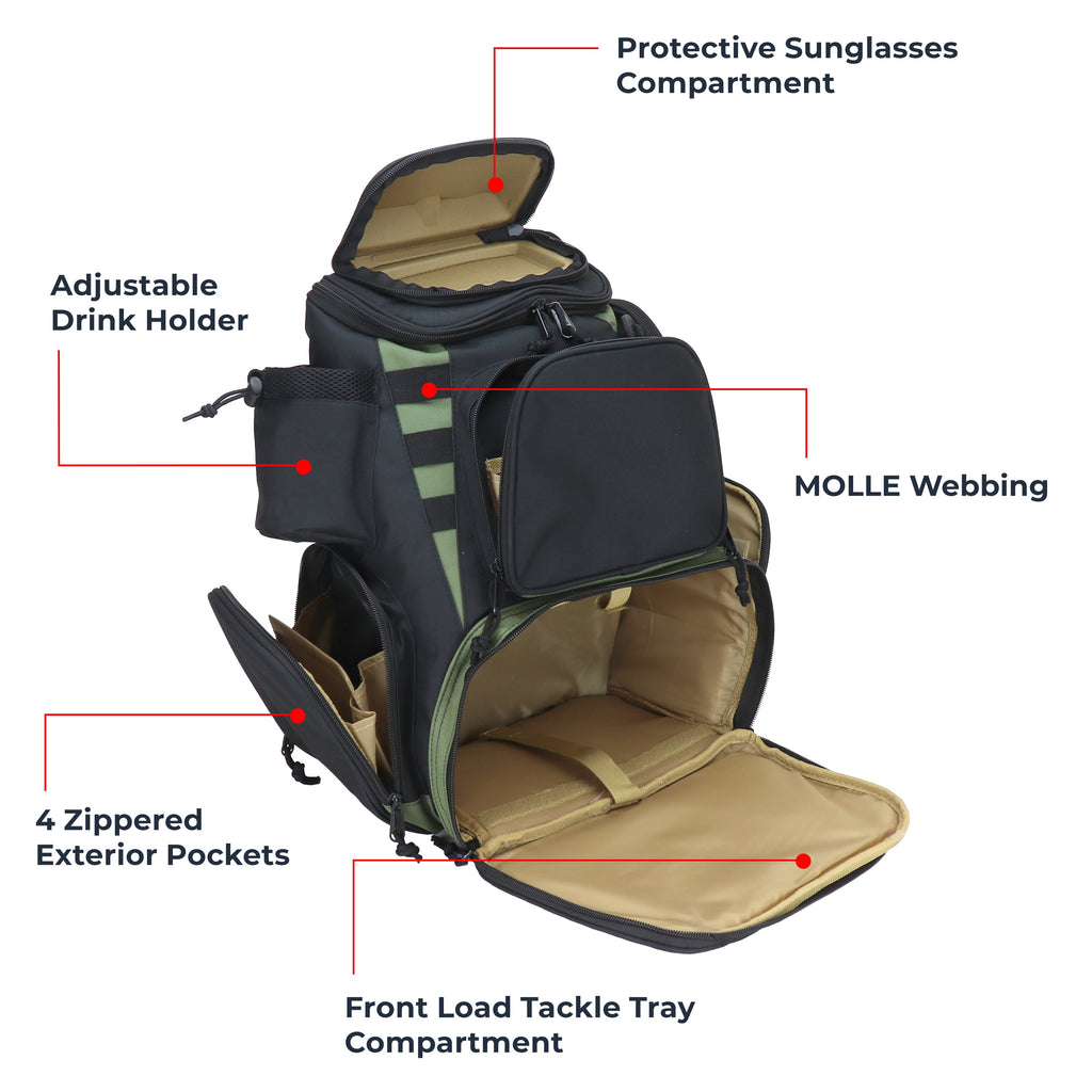 Osage River Ultimate Fishing Backpack-Large-Olive
