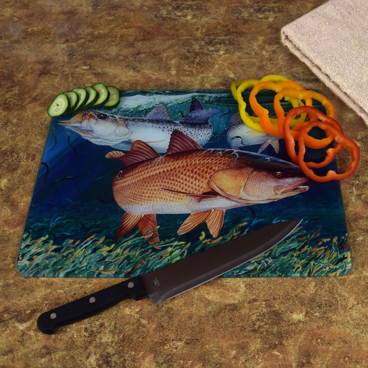 Guy Harvey Cutting Board 12in x 16in-Redfish
