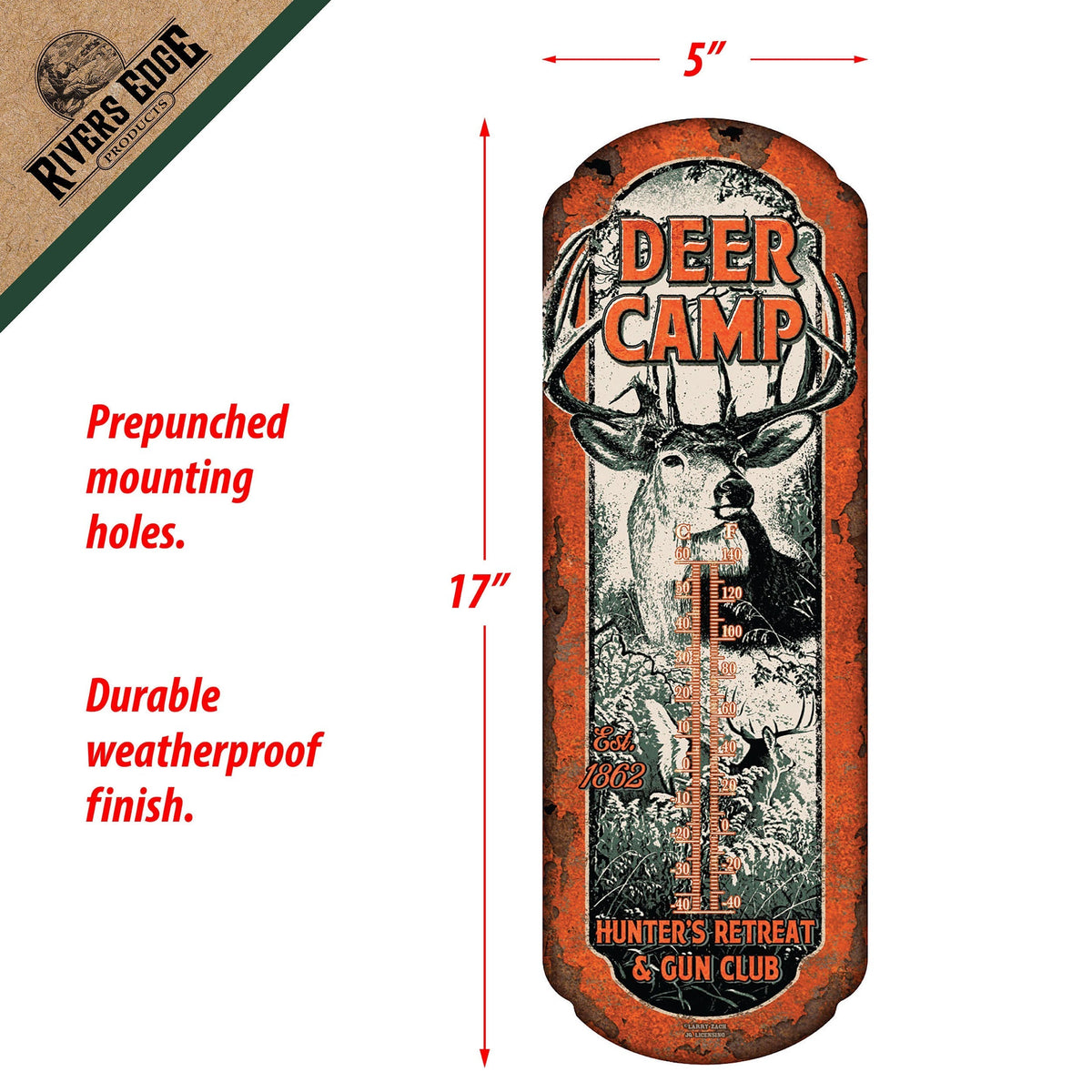 Tin Thermometer-Deer Camp