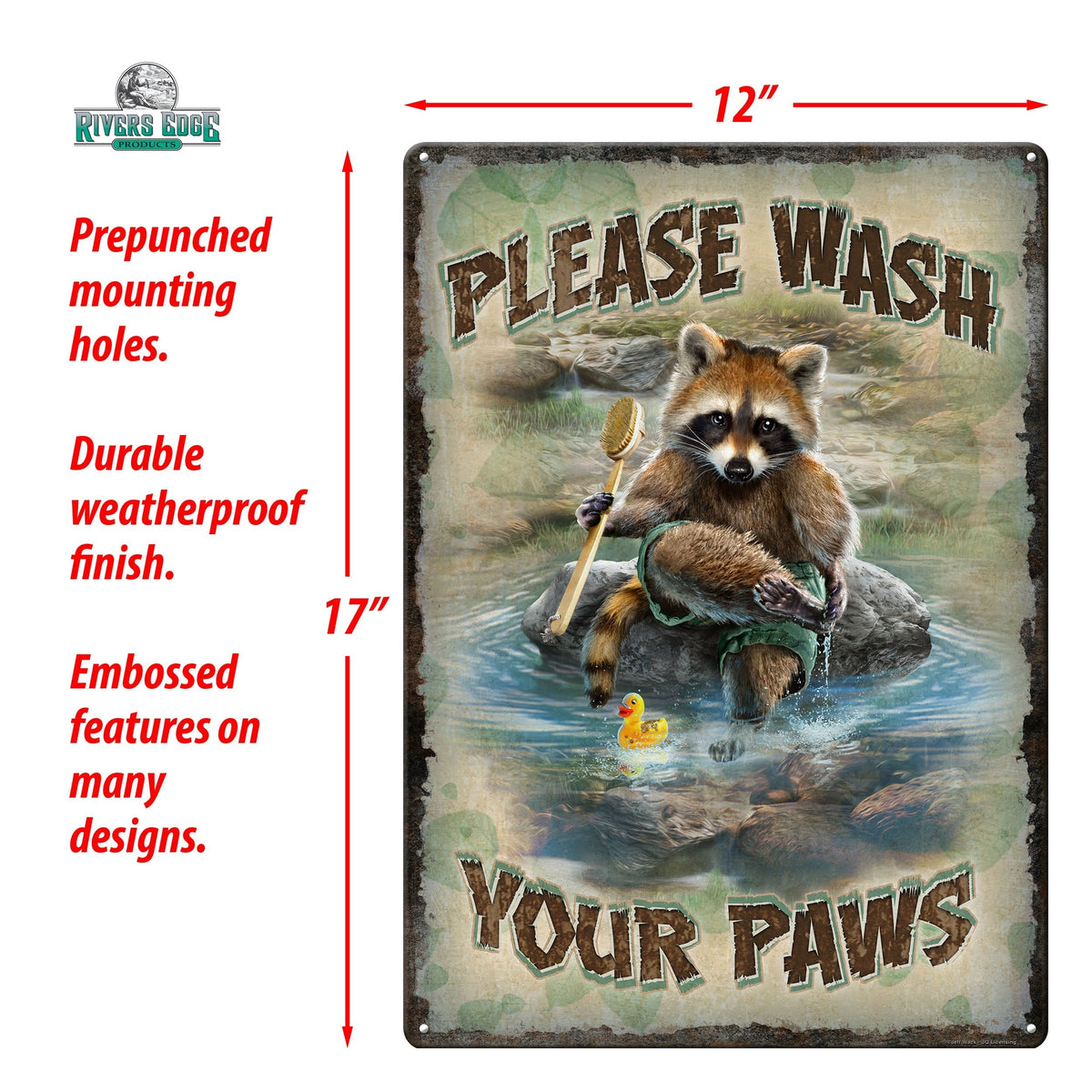 Tin Sign 12in x 17in-Wash Your Paws