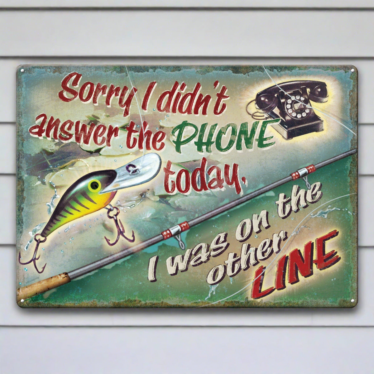 Tin Sign 12in x 17in-On The Other Line