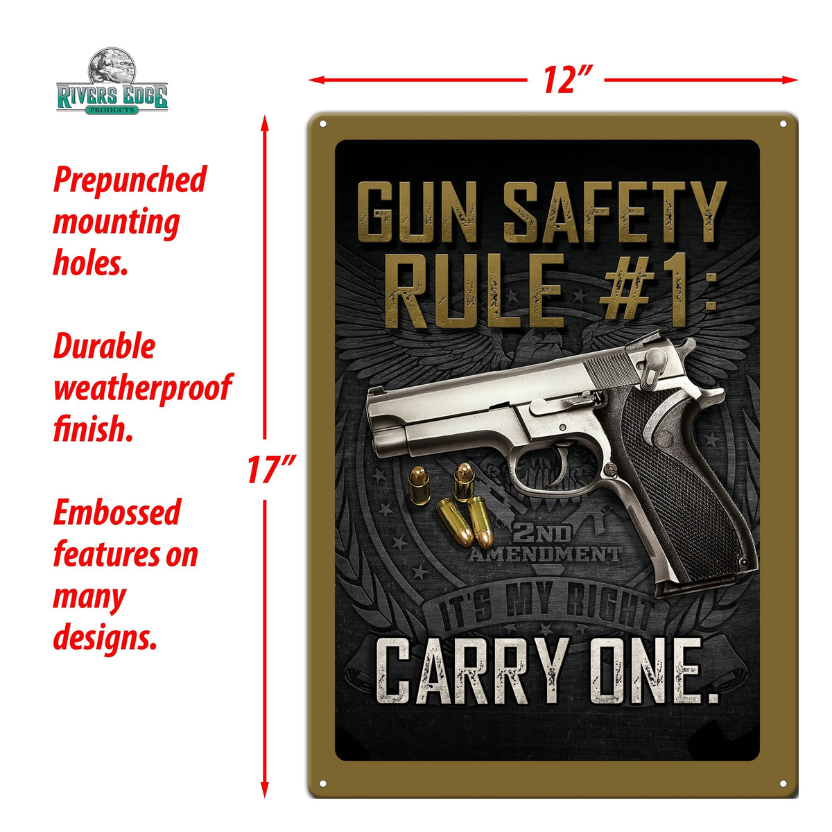 Tin Sign 12in x 17in-Gun Safety