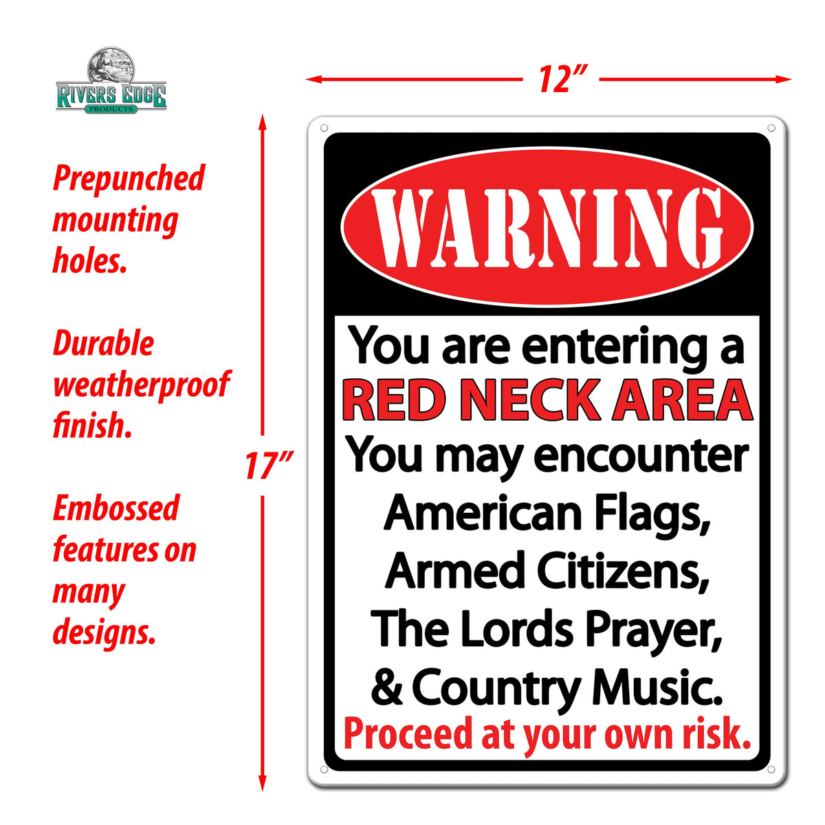 Tin Sign 12in x 17in-Red Neck
