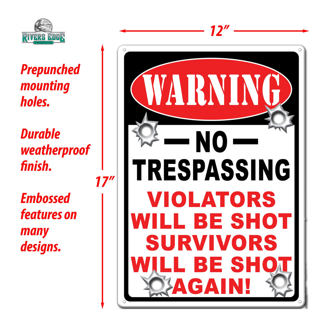 Tin Sign 12in x 17in-Warning No Trespassing