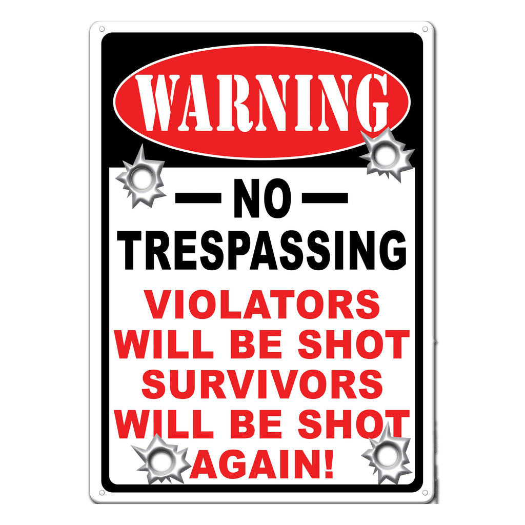 Tin Sign 12in x 17in-Warning No Trespassing