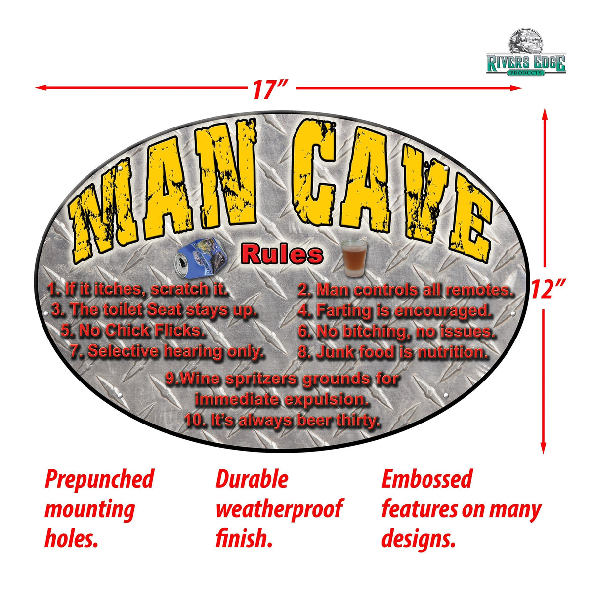 Tin Sign 12in x 17in-Man Cave Rules