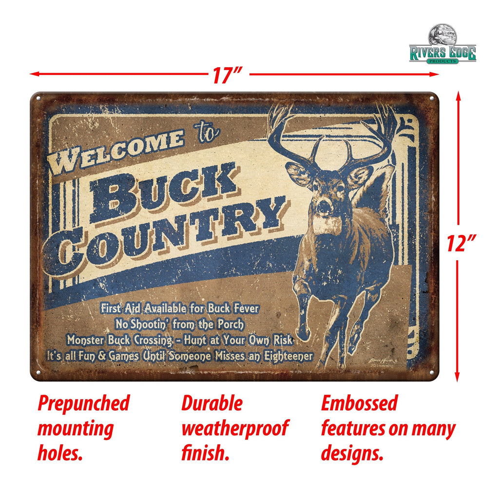 Tin Sign 12in x 17in-Buck Country