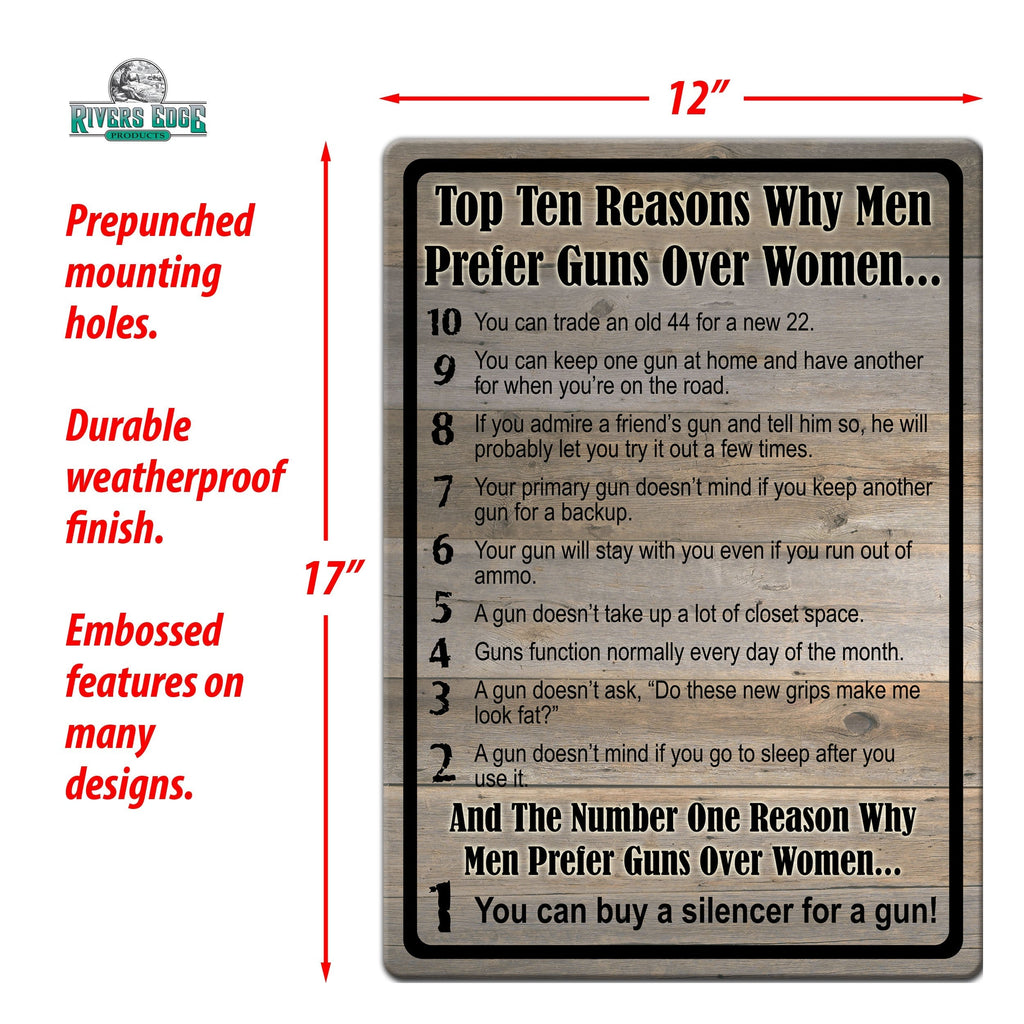 Tin Sign 12in x 17in-Gun over Women