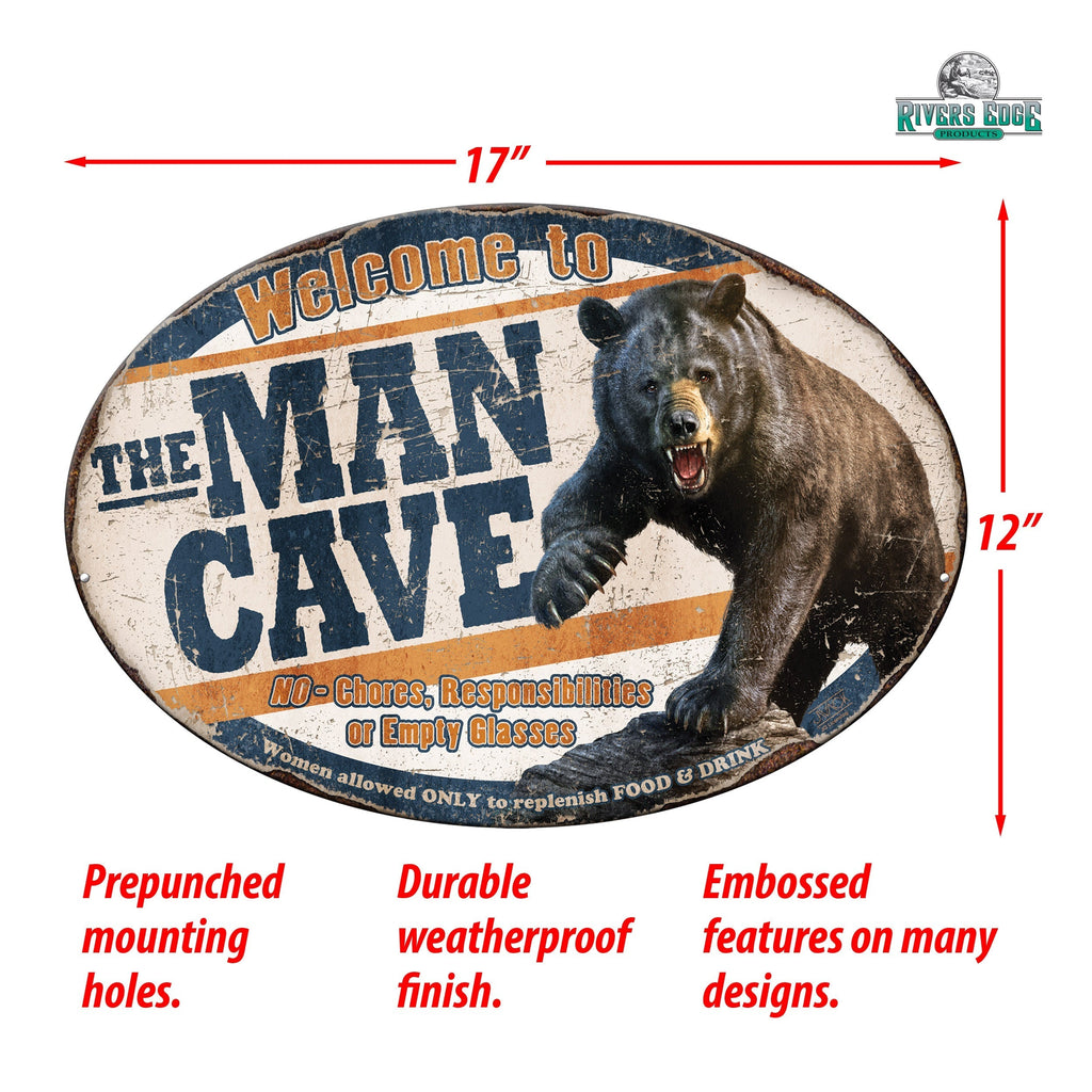 Tin Sign 12in x 17in-Bear Man Cave