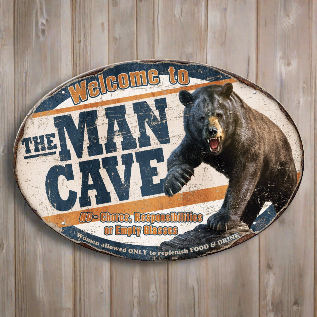 Tin Sign 12in x 17in-Bear Man Cave