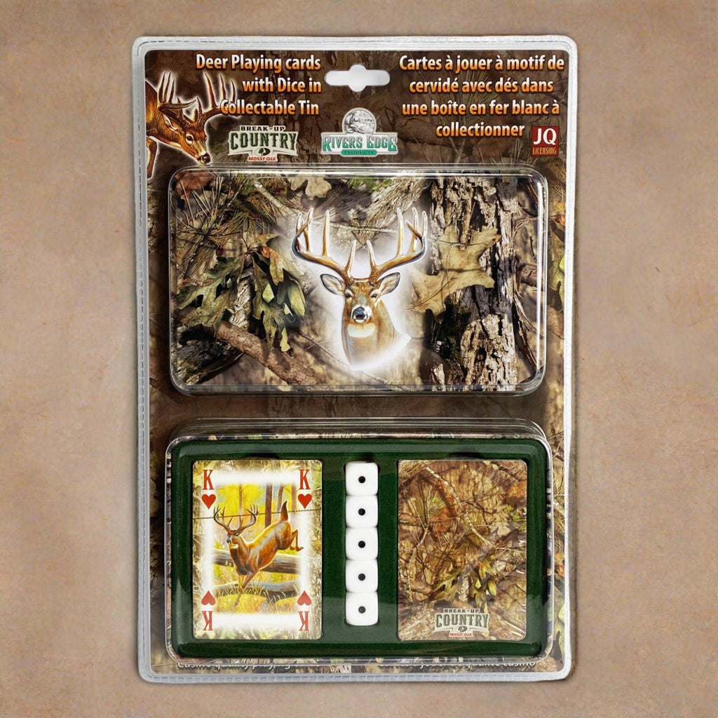 Playing Cards and Dice in Tin-Mossy Oak Deer