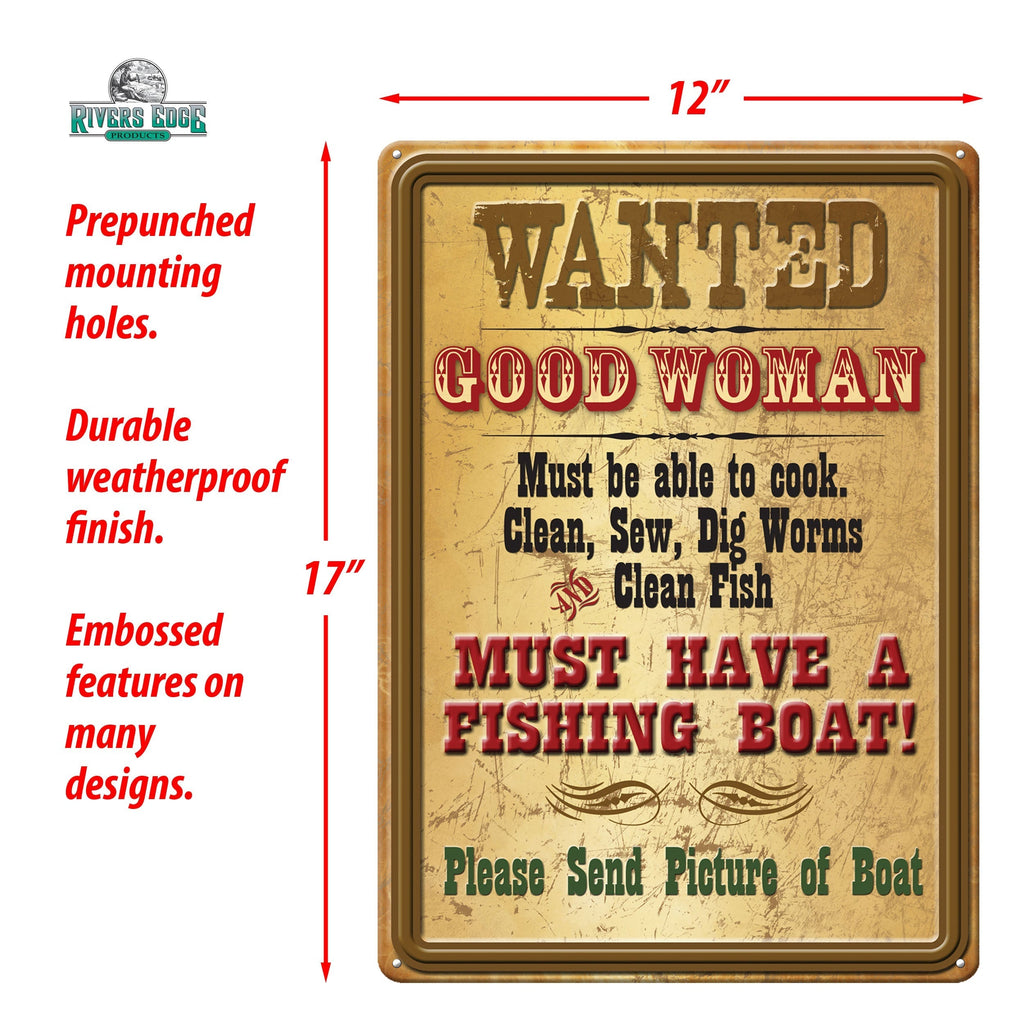 Tin Sign 12in x 17in-Wanted Good Woman