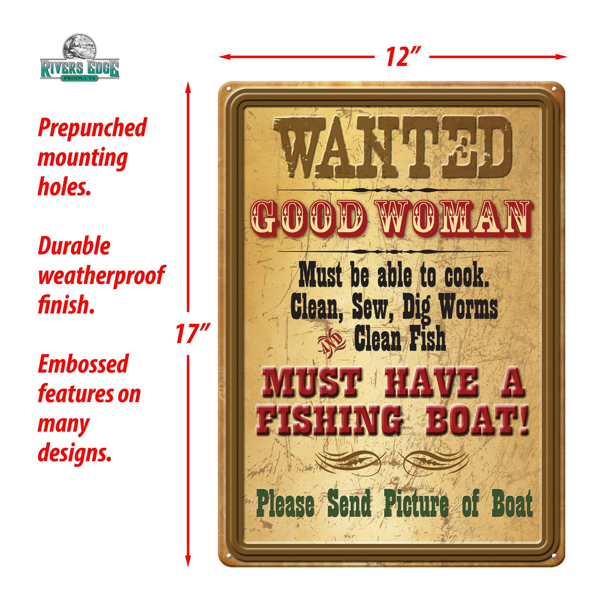 Tin Sign 12in x 17in-Wanted Good Woman