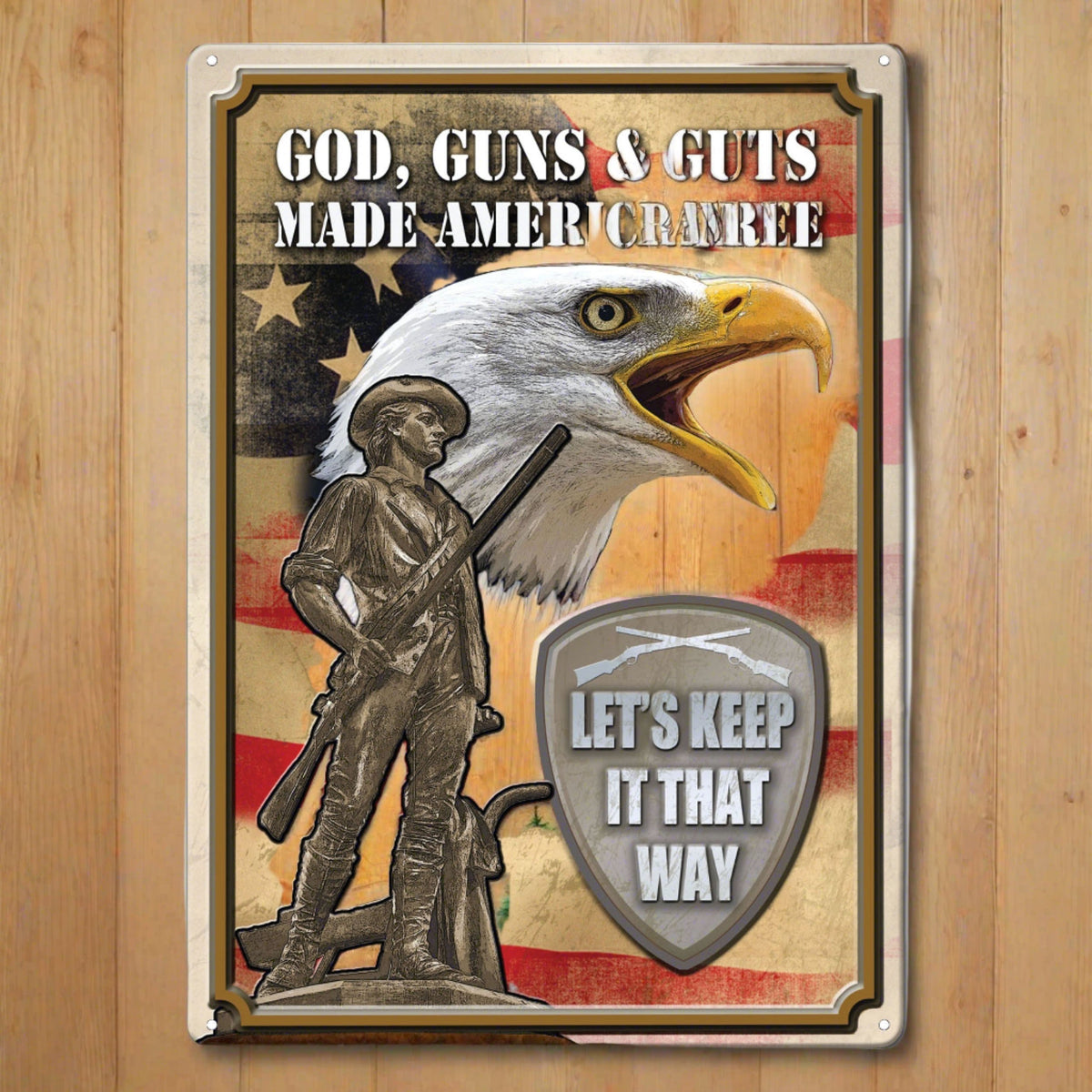 Tin Sign 12in x 17in-God Guns Guts