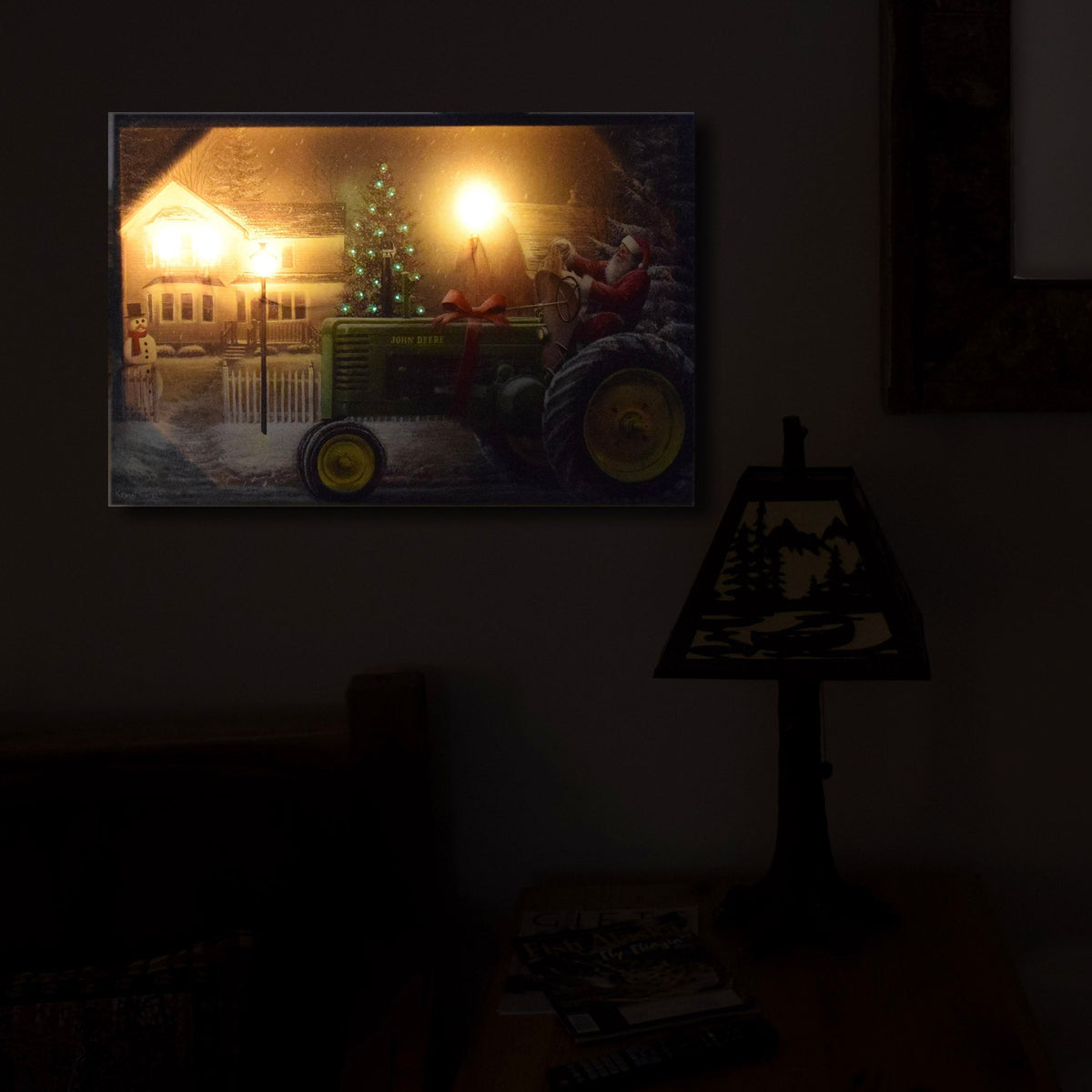 LED Art 24in x 16in-Santa on Tractor