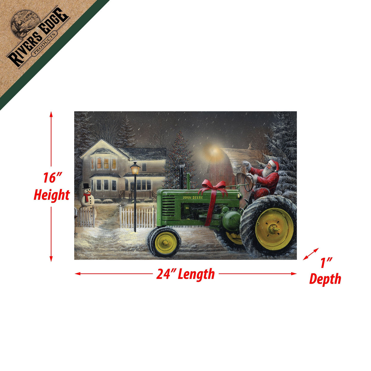 LED Art 24in x 16in-Santa on Tractor
