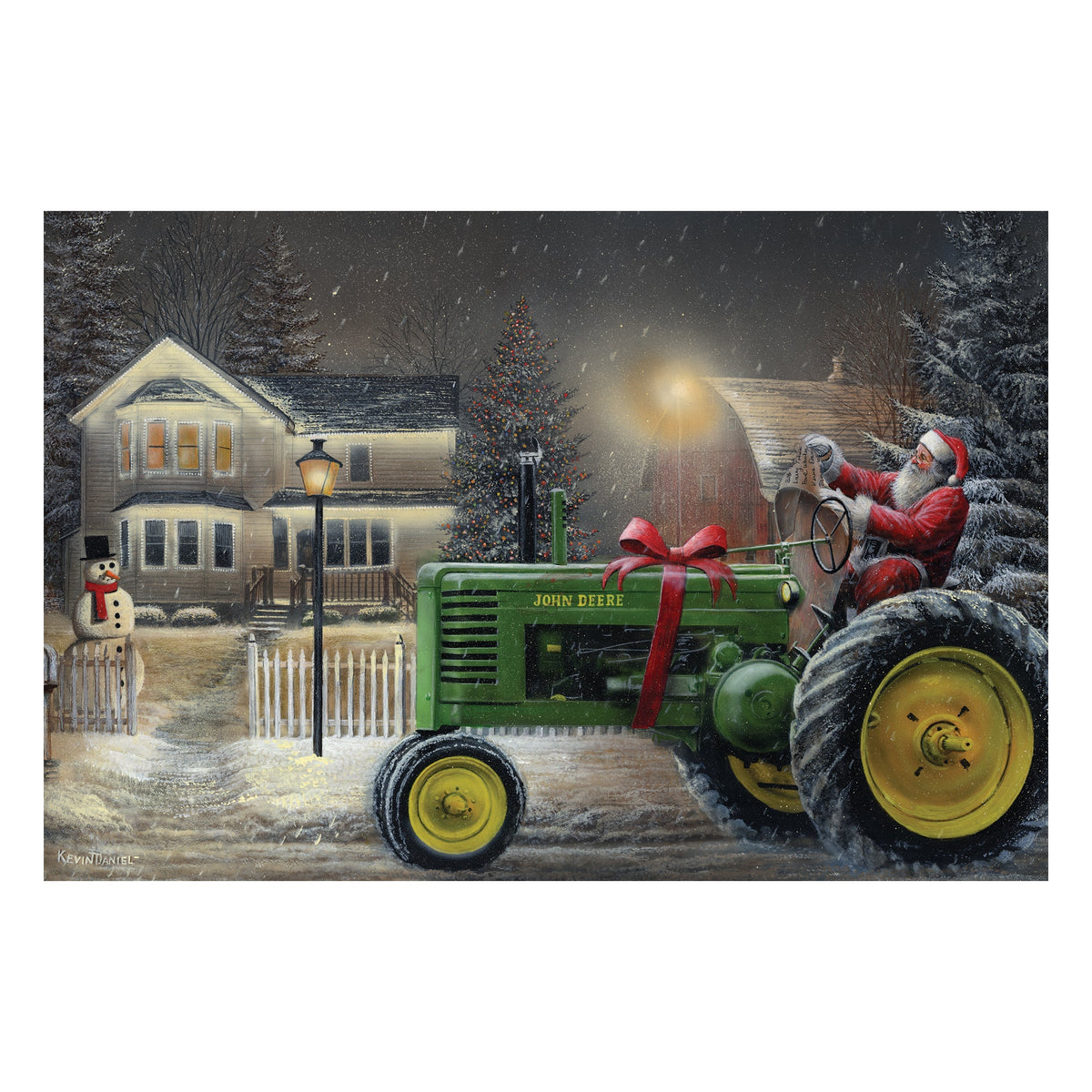 LED Art 24in x 16in-Santa on Tractor