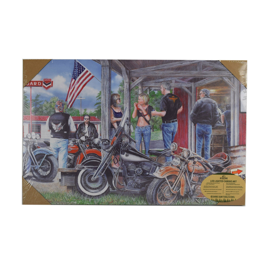 LED Art 24in x 16in-Rusty Motorcycle