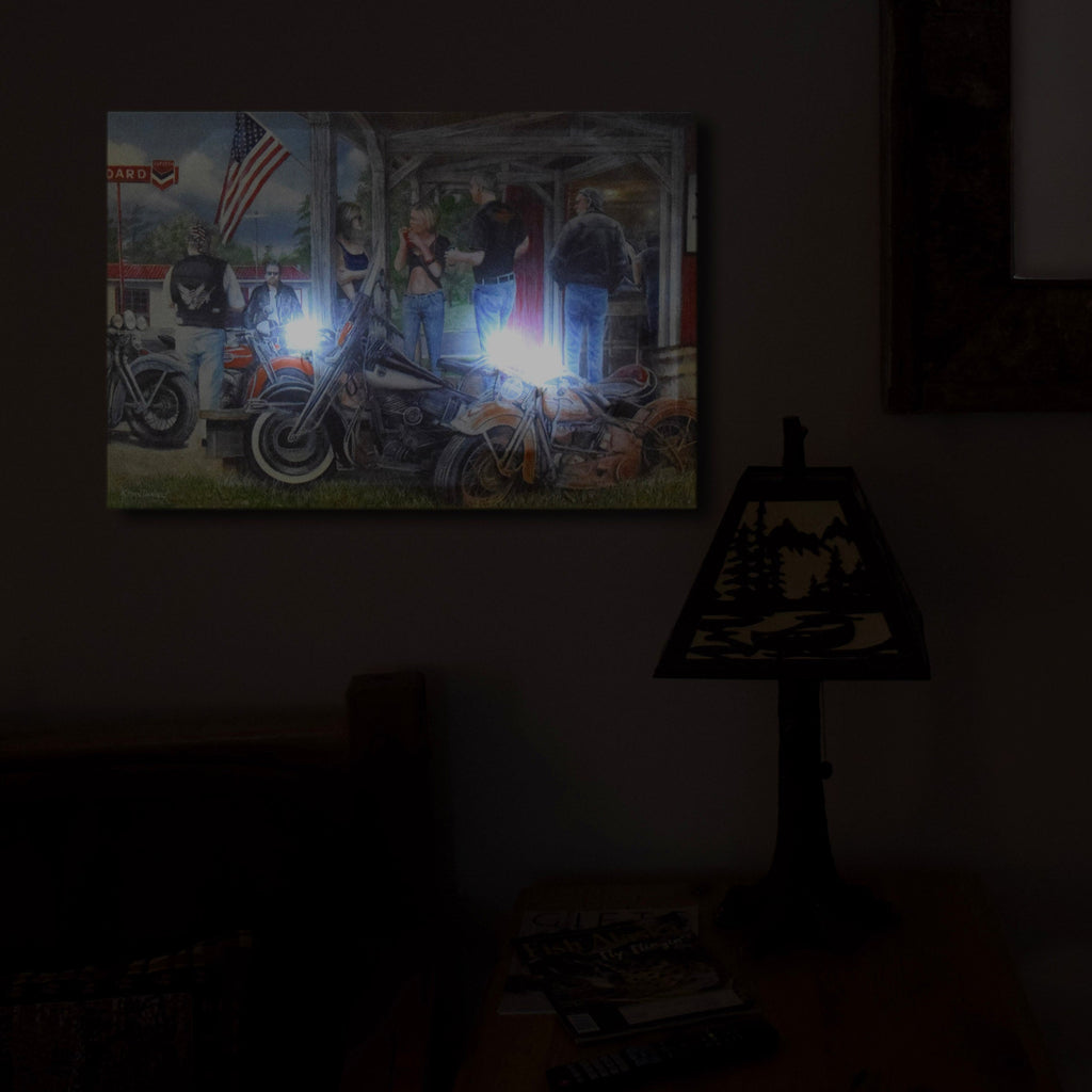 LED Art 24in x 16in-Rusty Motorcycle