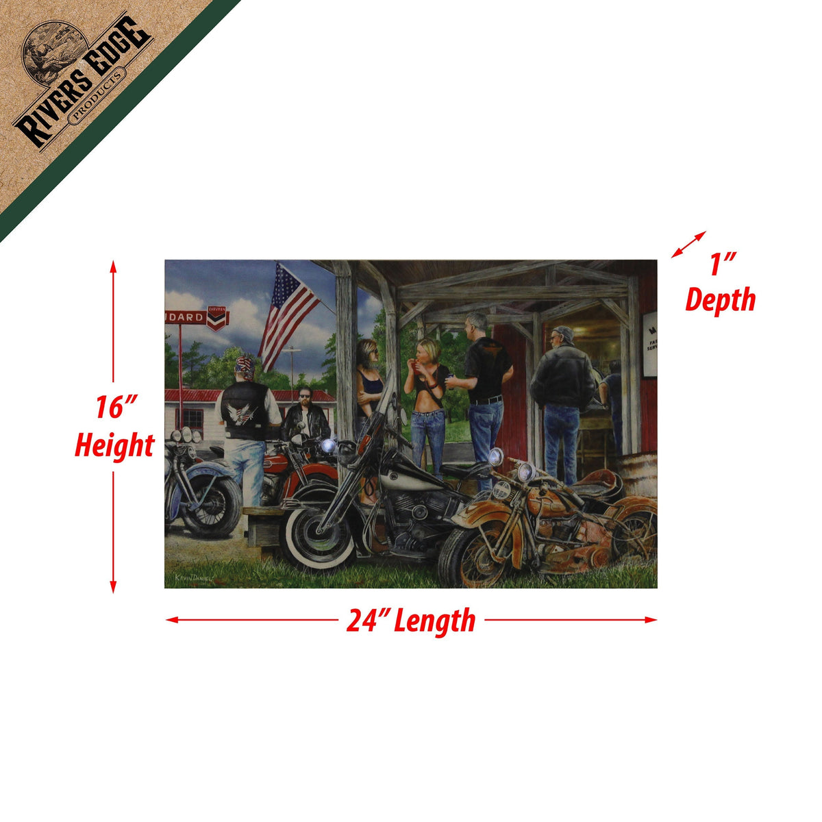 LED Art 24in x 16in-Rusty Motorcycle