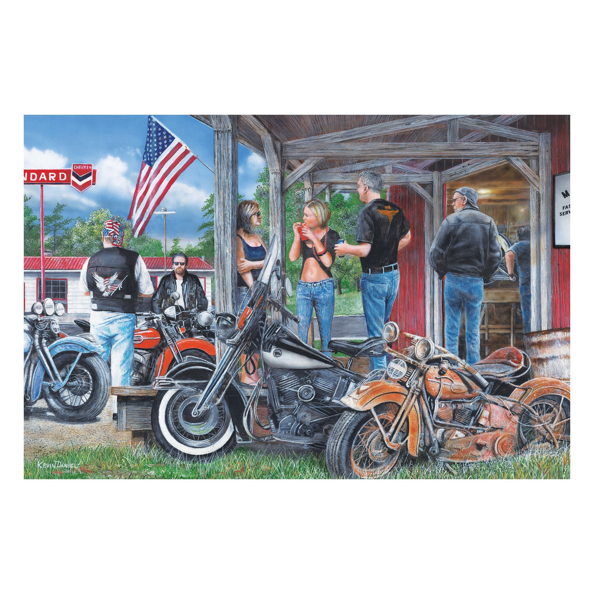 LED Art 24in x 16in-Rusty Motorcycle