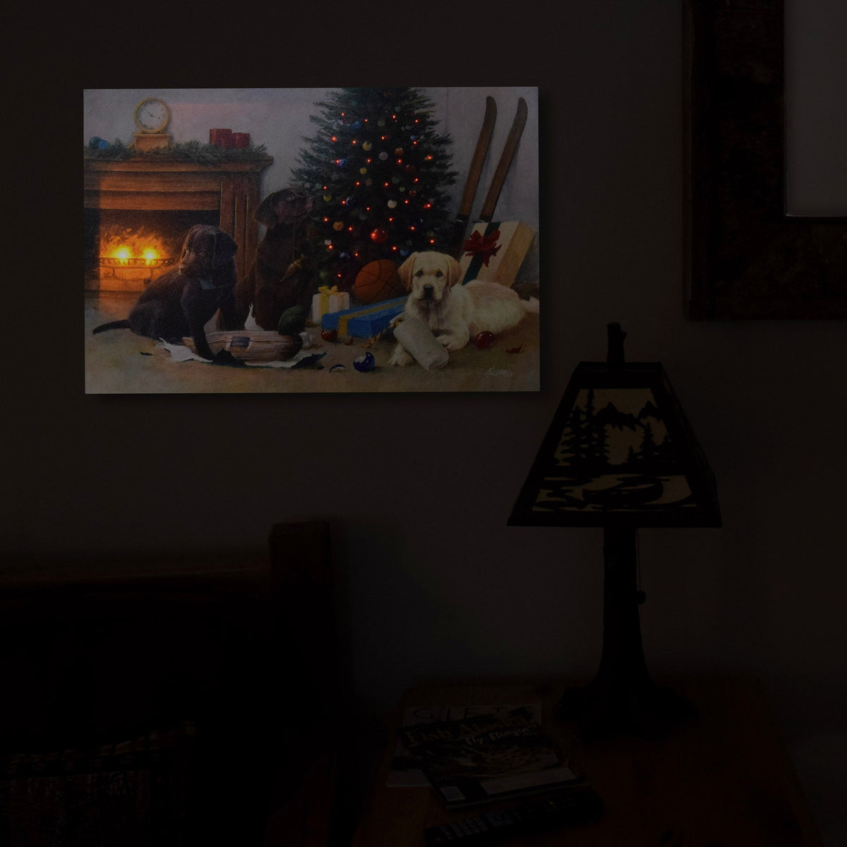 LED Art 24in x 16in-Christmas Pups