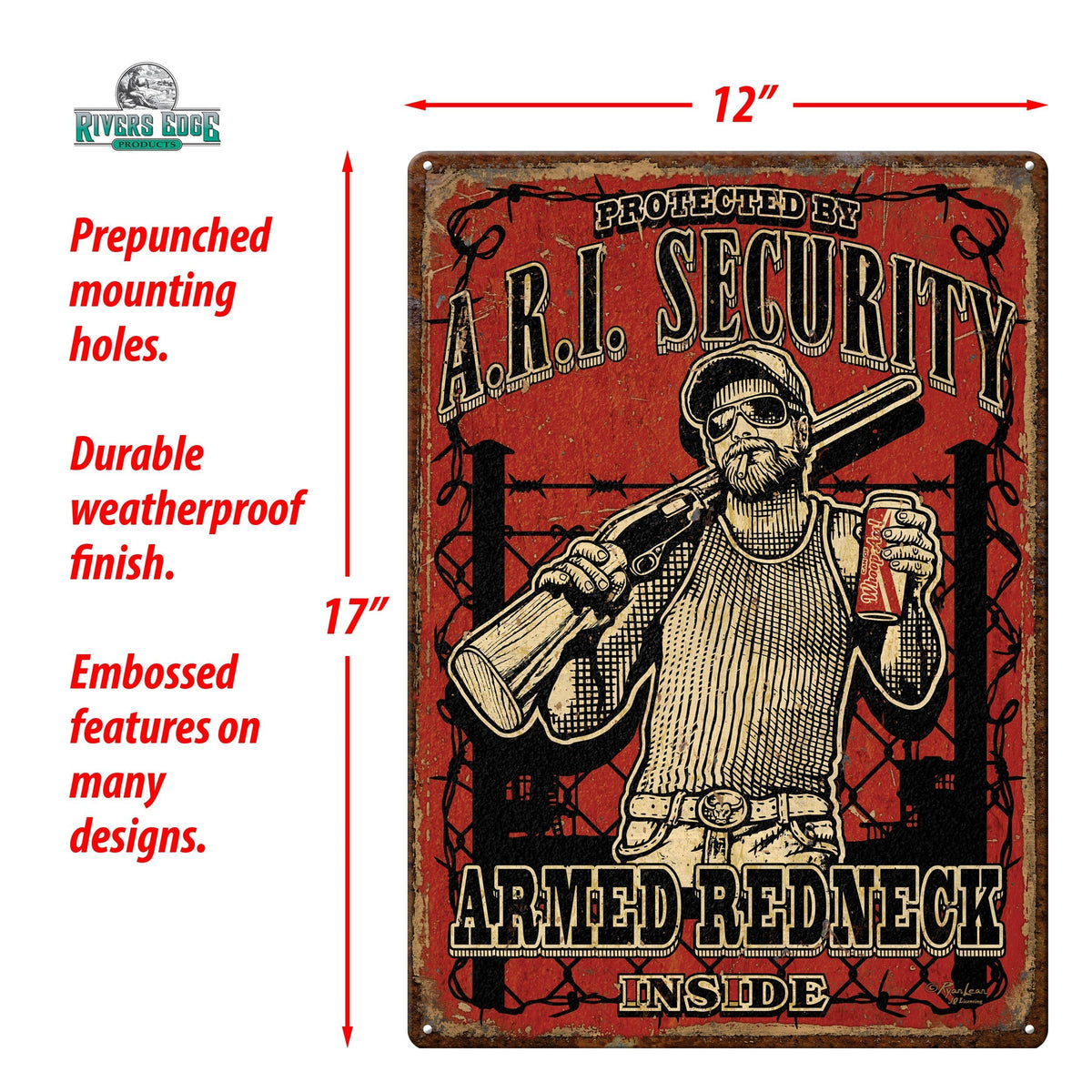 Tin Sign 12in x 17in-Armed Redneck Inside