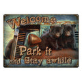 Tin Sign 12in x 17in-Park It Bear