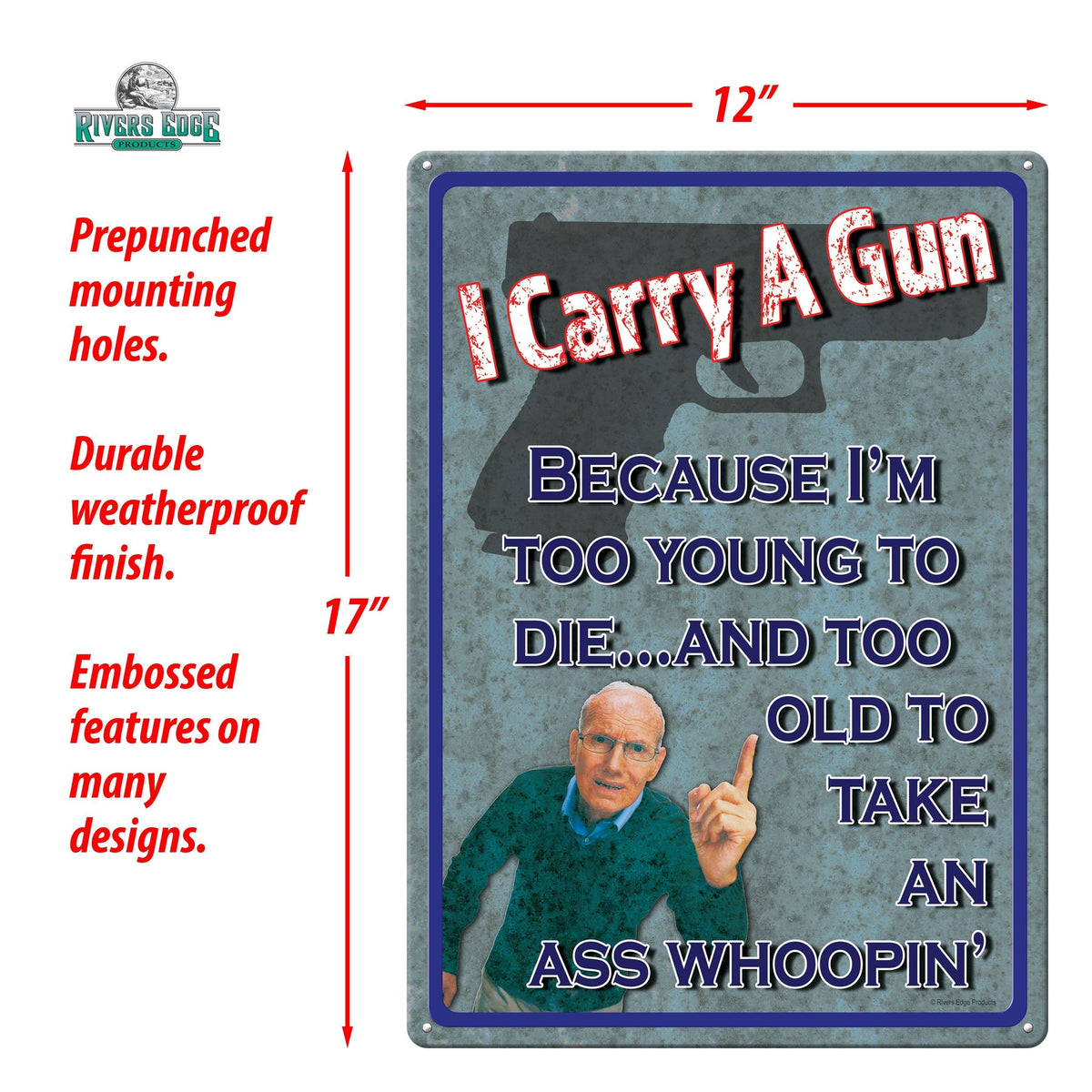 Tin Sign 12in x 17in-Too Young to Die