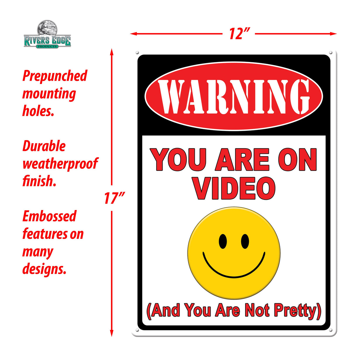 Tin Sign 12in x 17in-Warning On Video