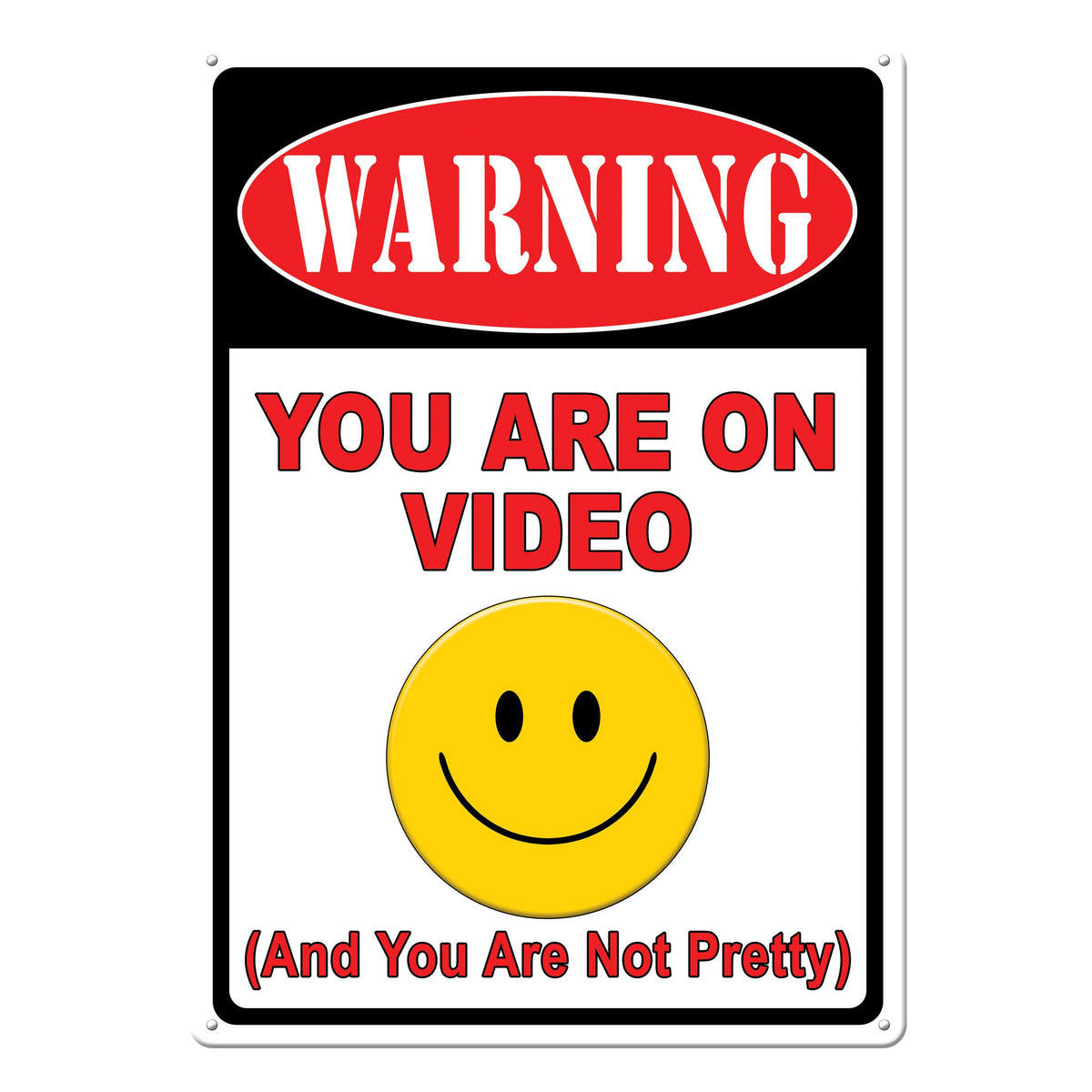 Tin Sign 12in x 17in-Warning On Video