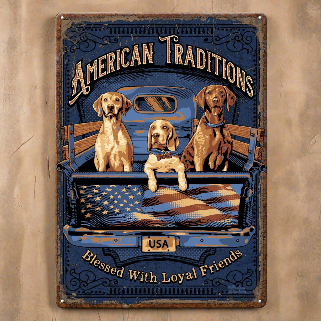 Tin Sign 12in x 17in-American Tradition Dogs