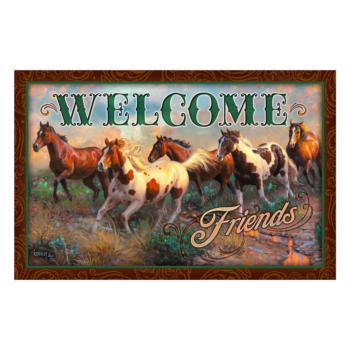 Door Mat Rubber 26in x 17in-Welcome Horse