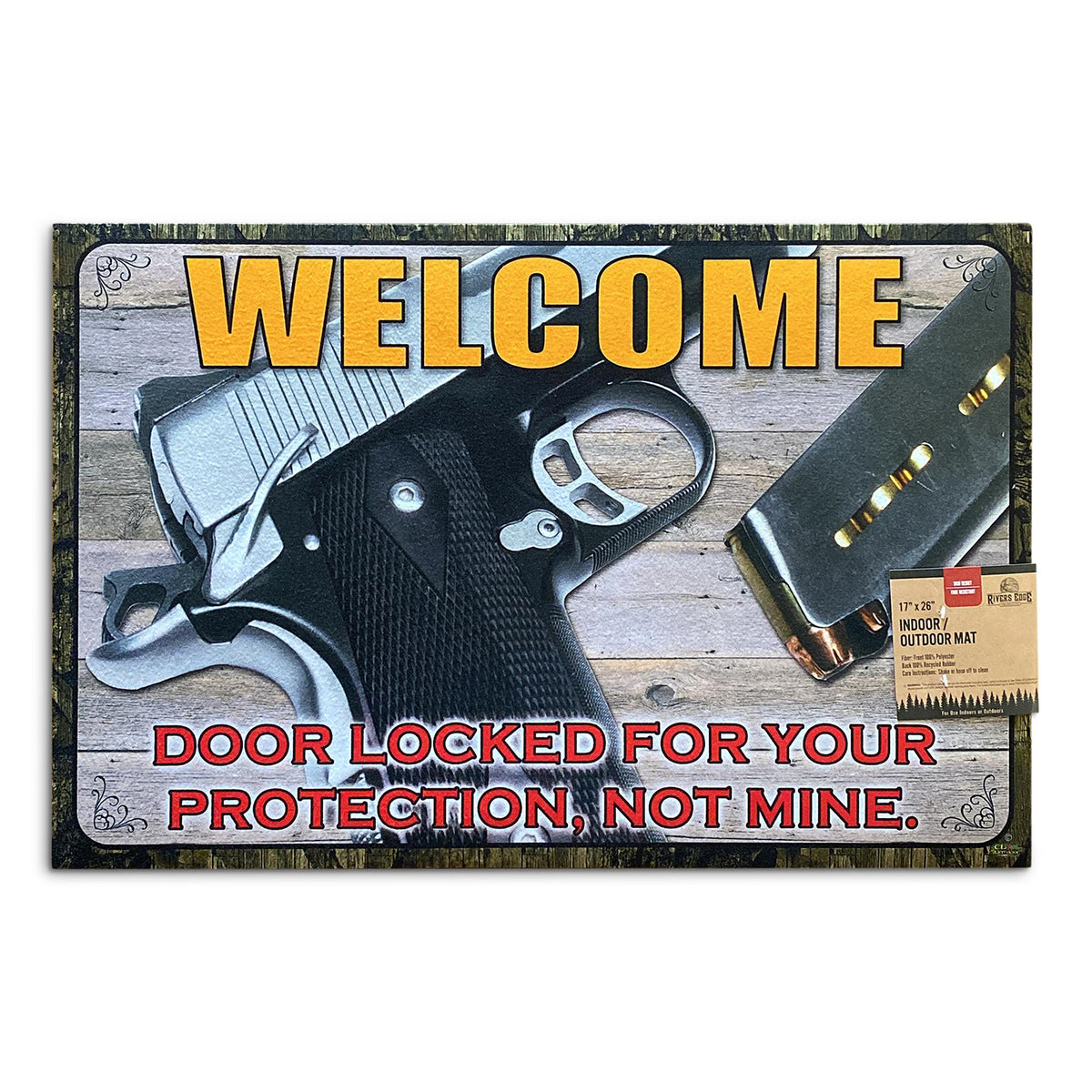 Door Mat Rubber 26in x 17in-Door Locked