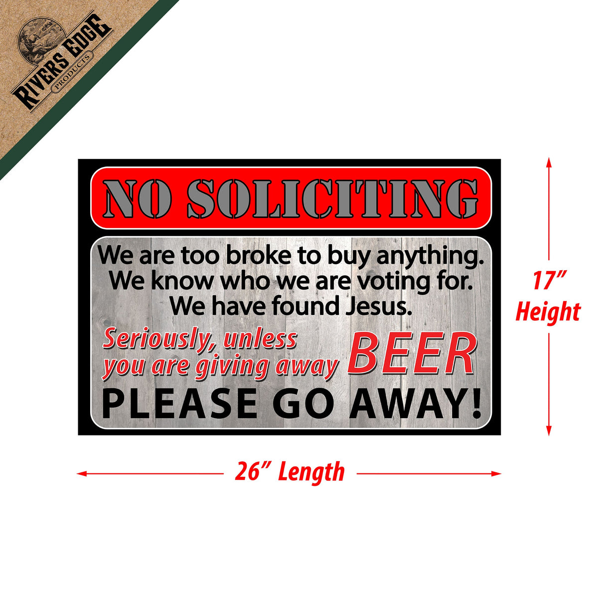 Door Mat Rubber 26in x 17in-No Soliciting