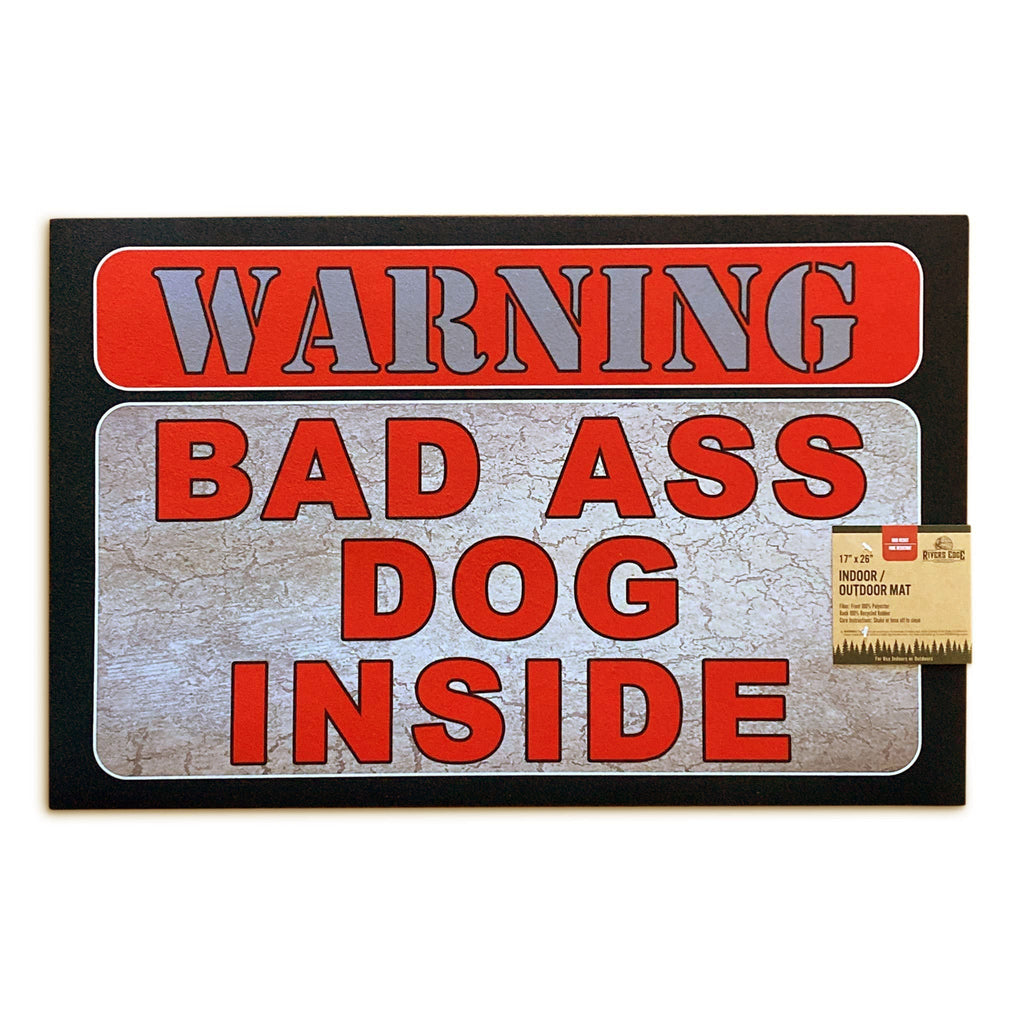 Door Mat Rubber 26in x 17in-Bad Ass Dog