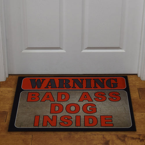 Door Mat Rubber 26in x 17in-Bad Ass Dog