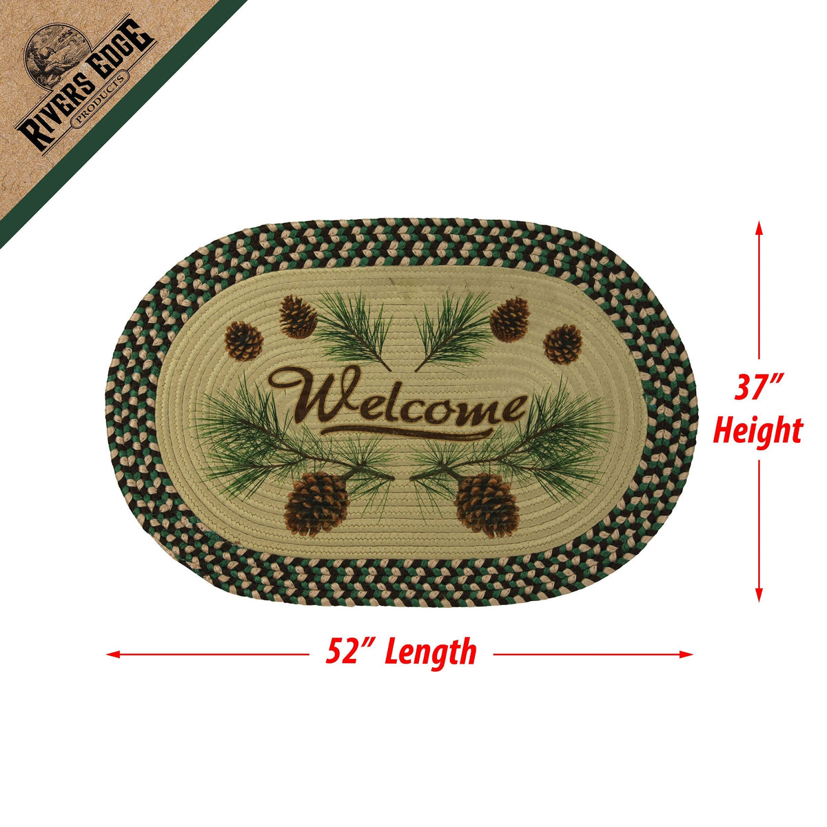 Braided Rug 26-inch Oval-Pine Cone
