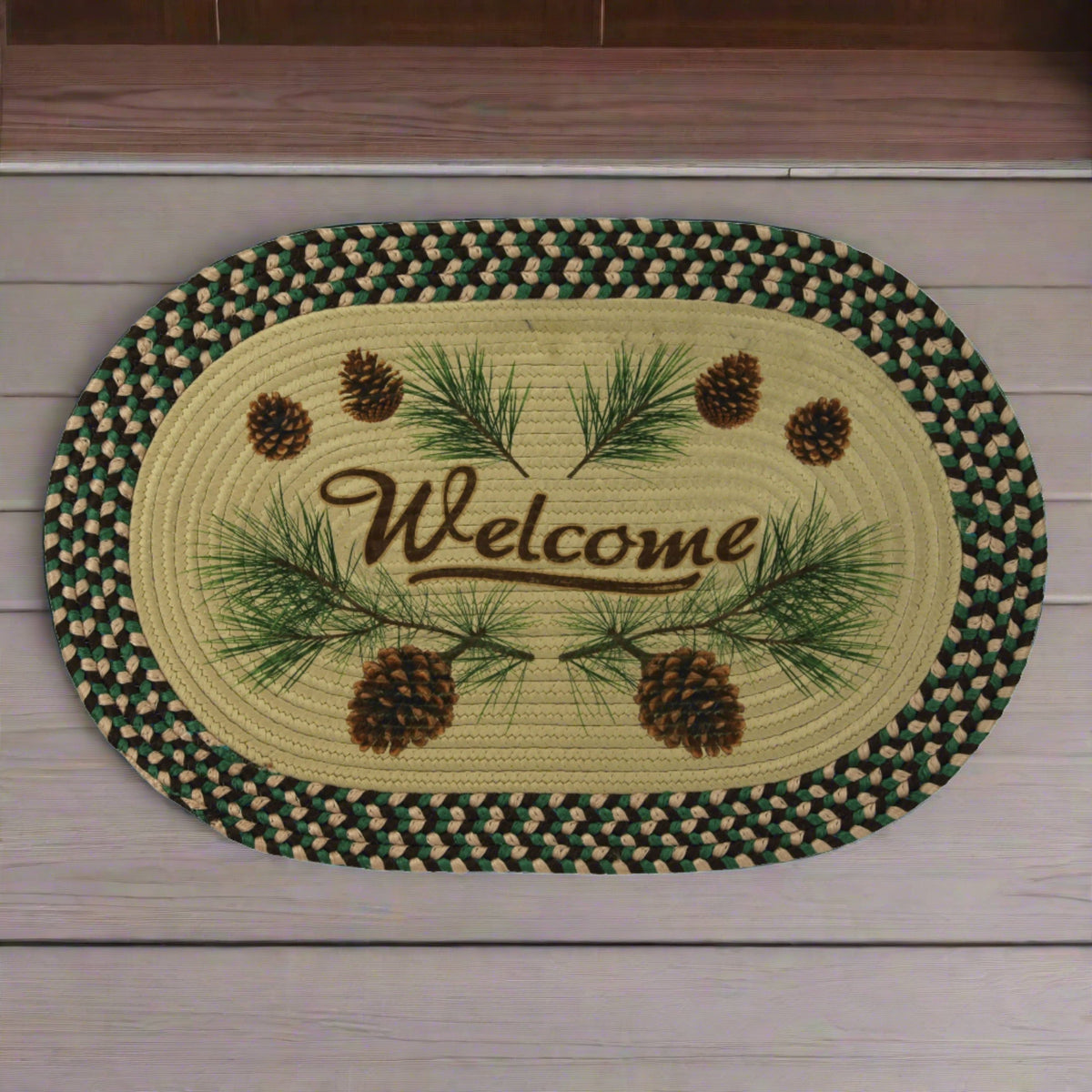 Braided Rug 26-inch Oval-Pine Cone