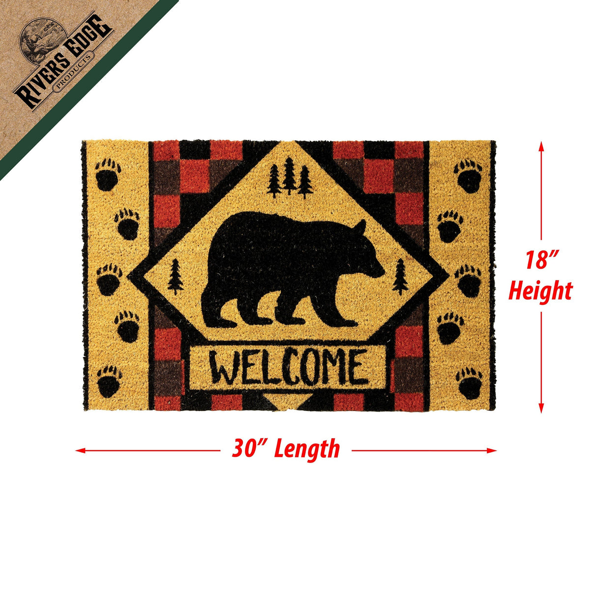 Coir Mat 30in x 18in-Welcome Bear