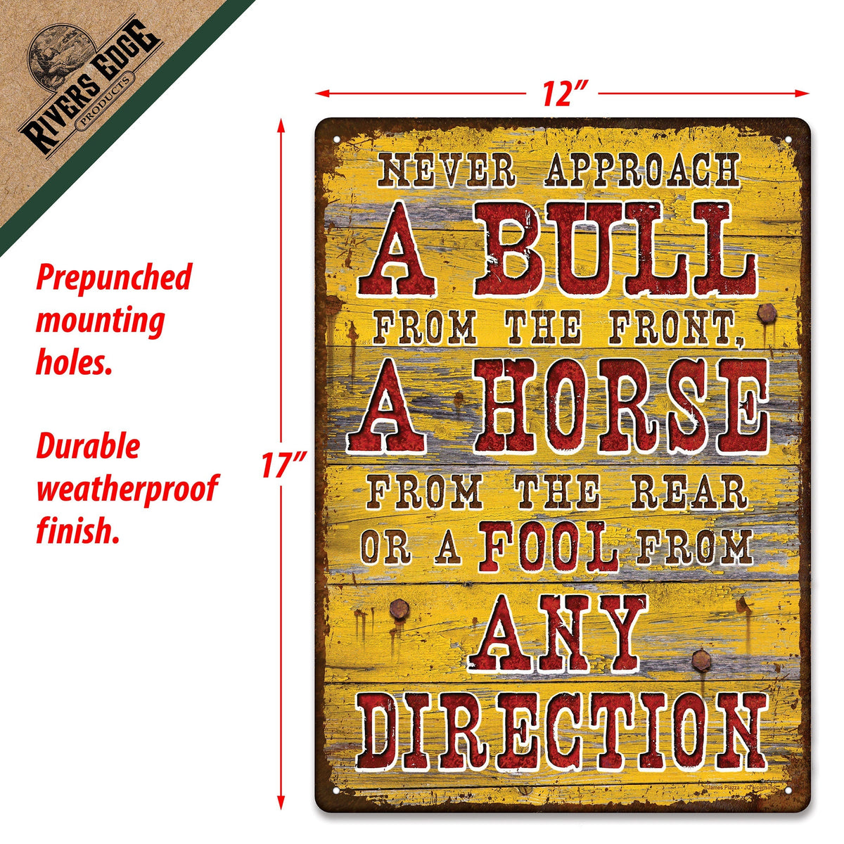 Tin Sign 12in x 17in-Bull Direction