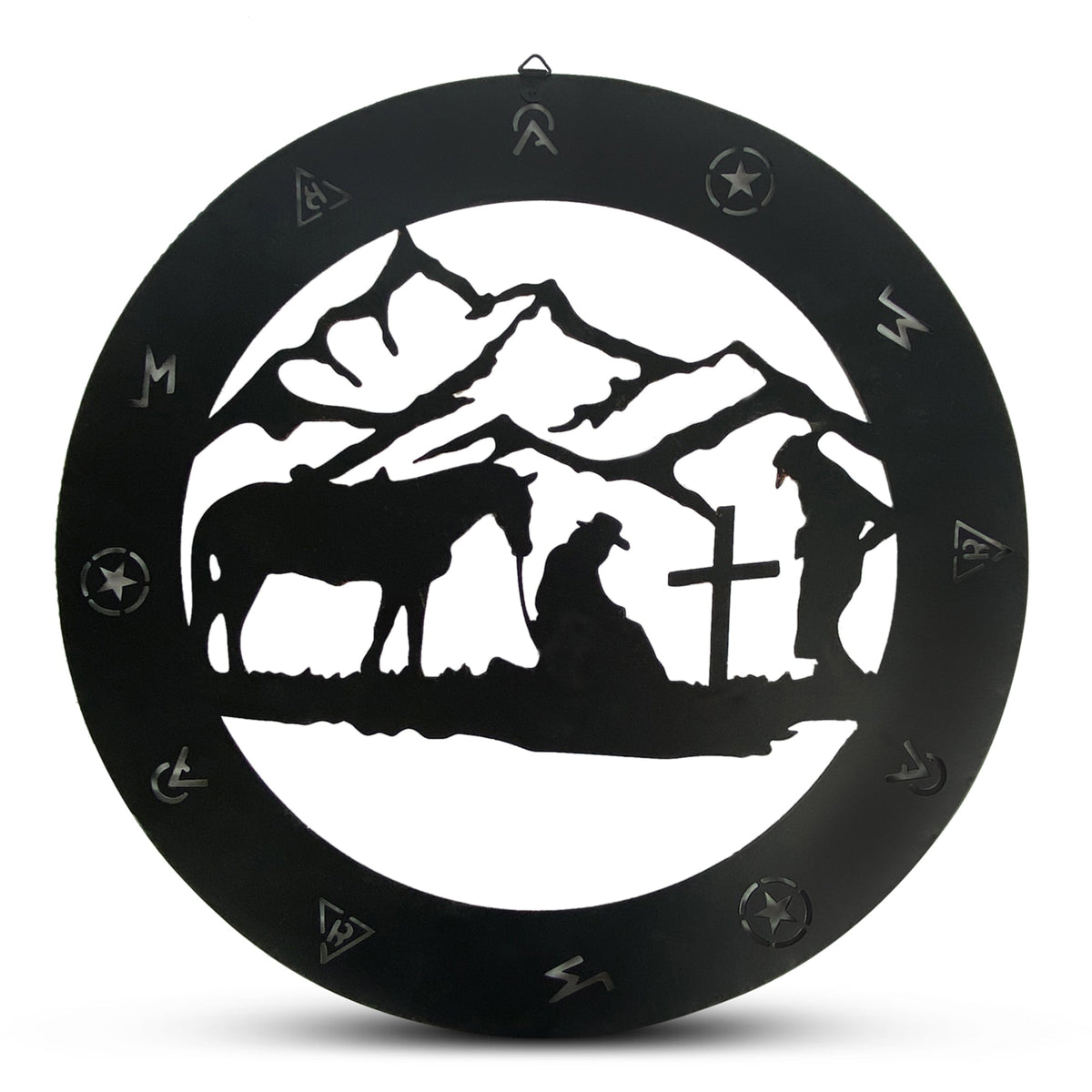 Rustic Metal Wall Art 15in-Praying Cowboy