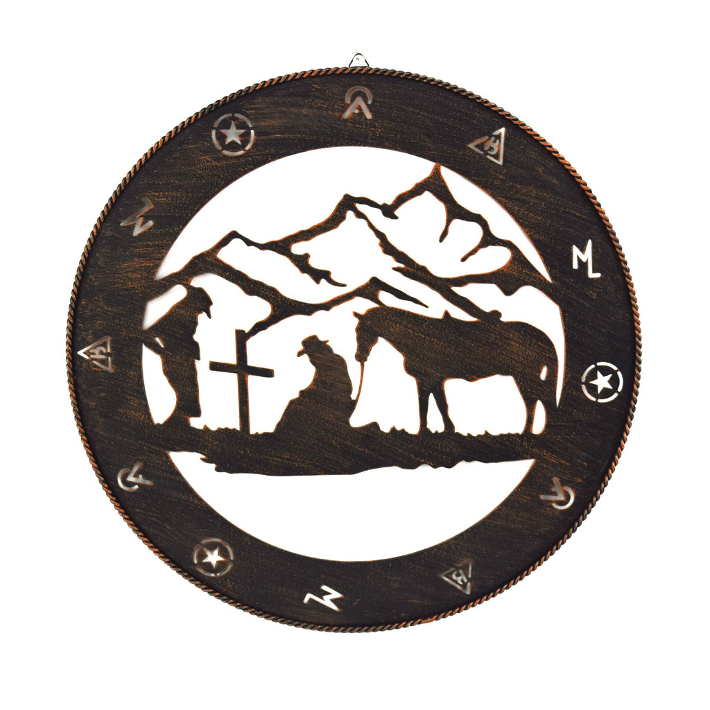 Rustic Metal Wall Art 15in-Praying Cowboy