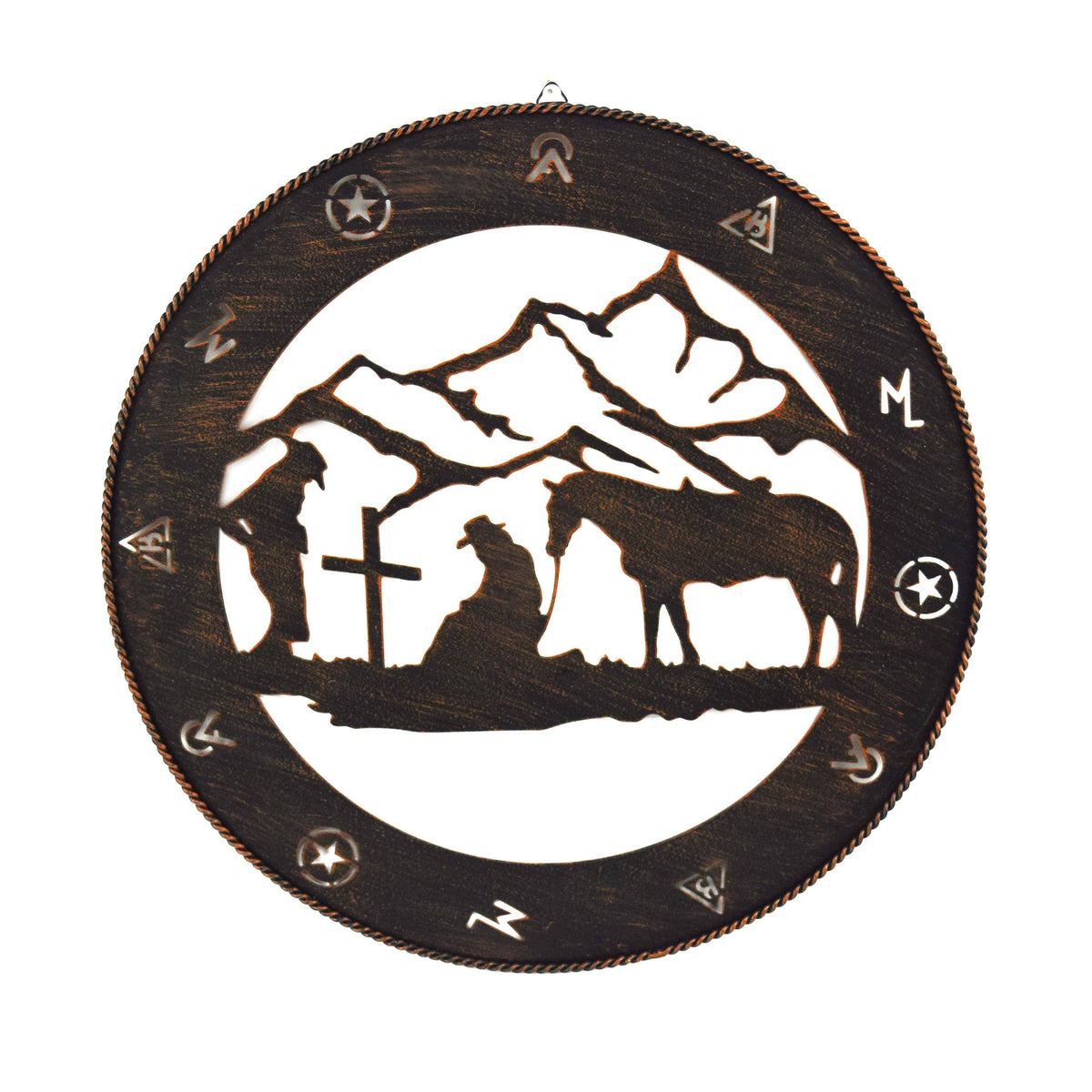 Rustic Metal Wall Art 15in-Praying Cowboy
